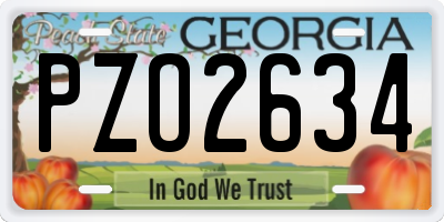 GA license plate PZO2634