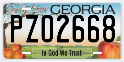 GA license plate PZO2668
