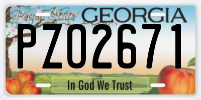 GA license plate PZO2671