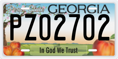GA license plate PZO2702