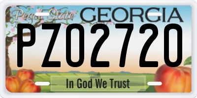 GA license plate PZO2720