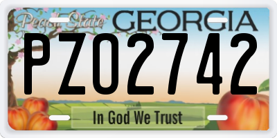 GA license plate PZO2742