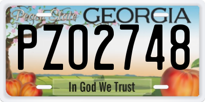 GA license plate PZO2748