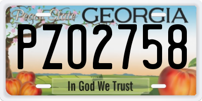 GA license plate PZO2758