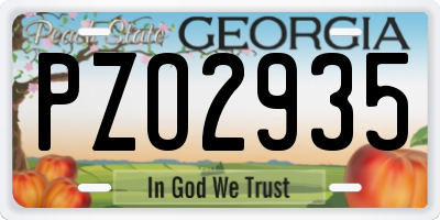 GA license plate PZO2935