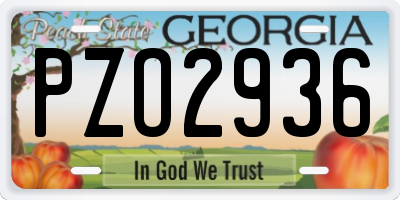 GA license plate PZO2936