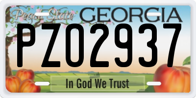 GA license plate PZO2937
