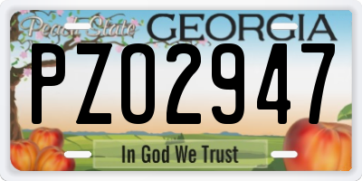 GA license plate PZO2947