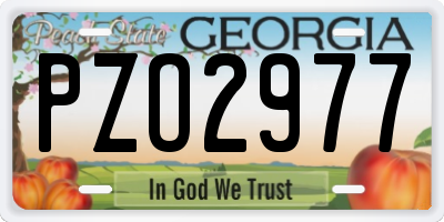 GA license plate PZO2977