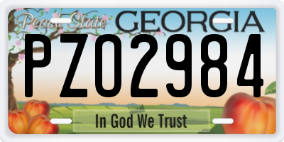 GA license plate PZO2984