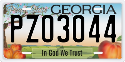 GA license plate PZO3044