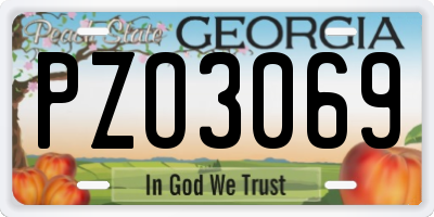 GA license plate PZO3069