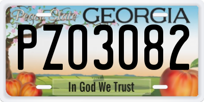 GA license plate PZO3082