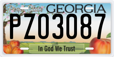 GA license plate PZO3087