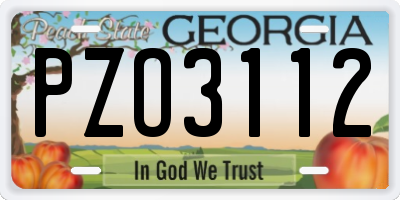GA license plate PZO3112