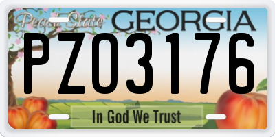 GA license plate PZO3176