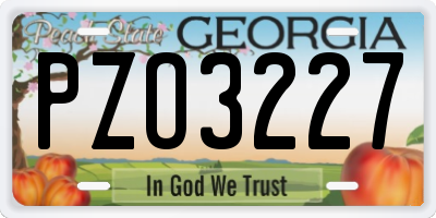 GA license plate PZO3227