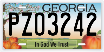 GA license plate PZO3242