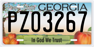 GA license plate PZO3267