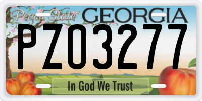 GA license plate PZO3277