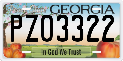 GA license plate PZO3322