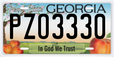 GA license plate PZO3330