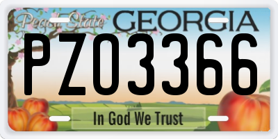 GA license plate PZO3366