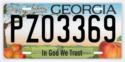 GA license plate PZO3369