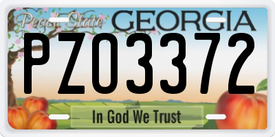 GA license plate PZO3372