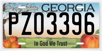 GA license plate PZO3396