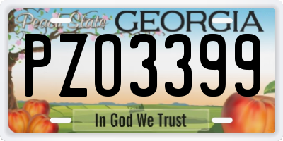 GA license plate PZO3399