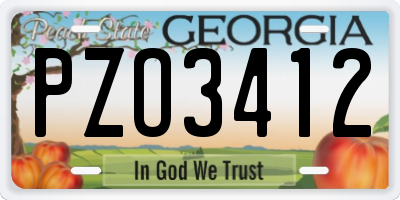 GA license plate PZO3412
