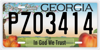 GA license plate PZO3414