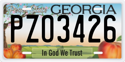 GA license plate PZO3426