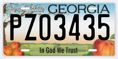GA license plate PZO3435
