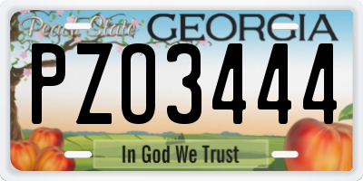 GA license plate PZO3444