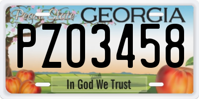 GA license plate PZO3458