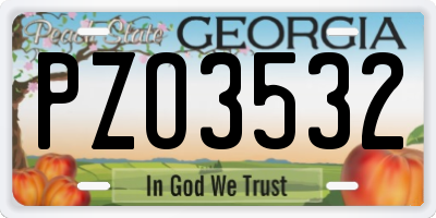 GA license plate PZO3532