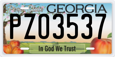 GA license plate PZO3537