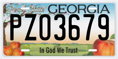 GA license plate PZO3679