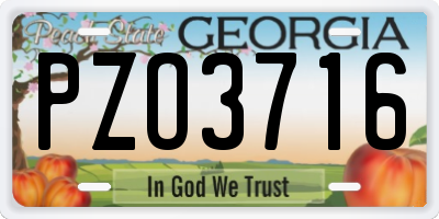 GA license plate PZO3716
