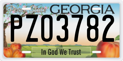 GA license plate PZO3782