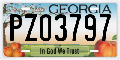 GA license plate PZO3797