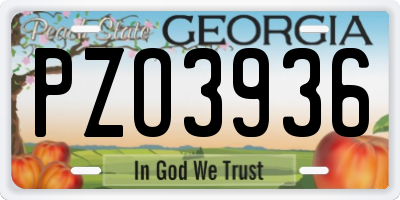 GA license plate PZO3936