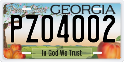 GA license plate PZO4002