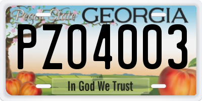 GA license plate PZO4003