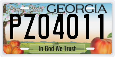 GA license plate PZO4011