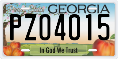 GA license plate PZO4015
