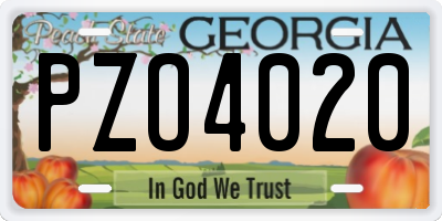 GA license plate PZO4020