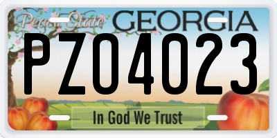 GA license plate PZO4023